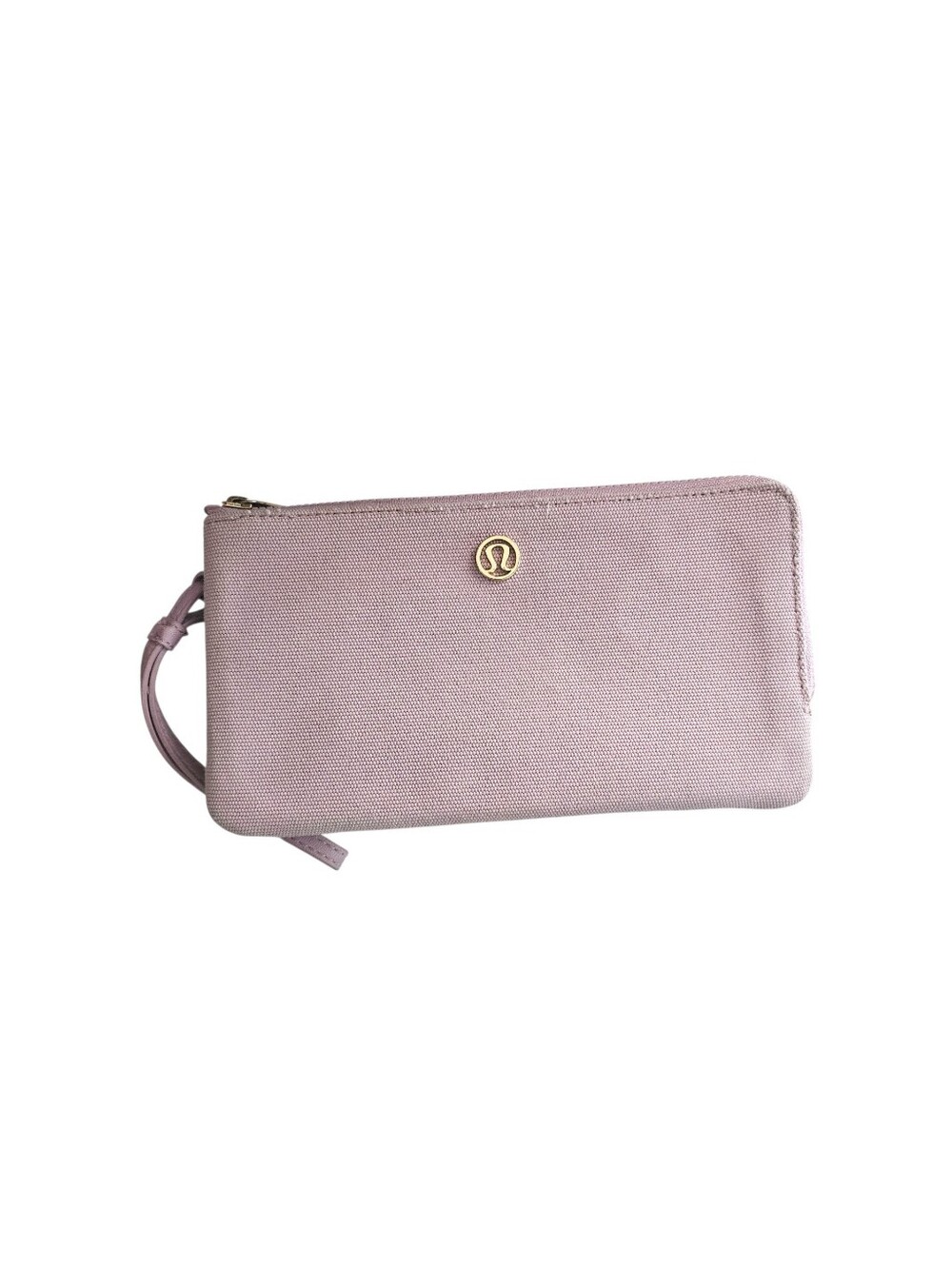 Lululemon Goody Bag Doubble Zipper Accordion Pink Wristlet Wallet with Gold Logo